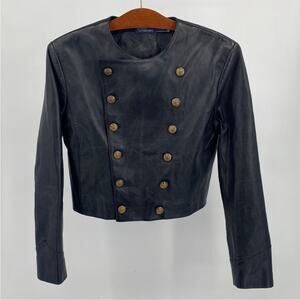 Polo by Ralph Lauren Black Military Style Leather Jacket